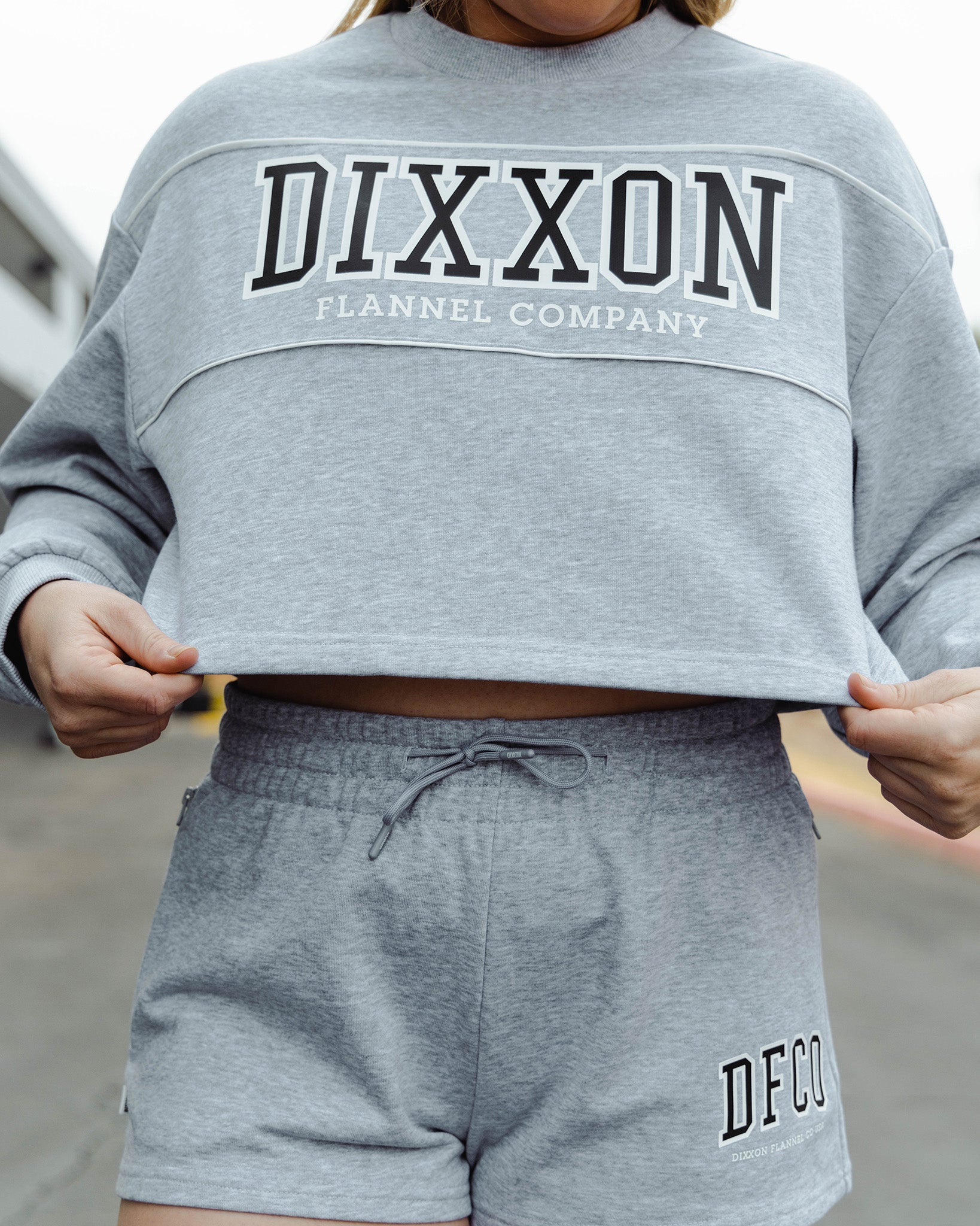 Women's DFCO Cropped Crewneck Sweatshirt - Heather Grey - Dixxon Flannel Co.