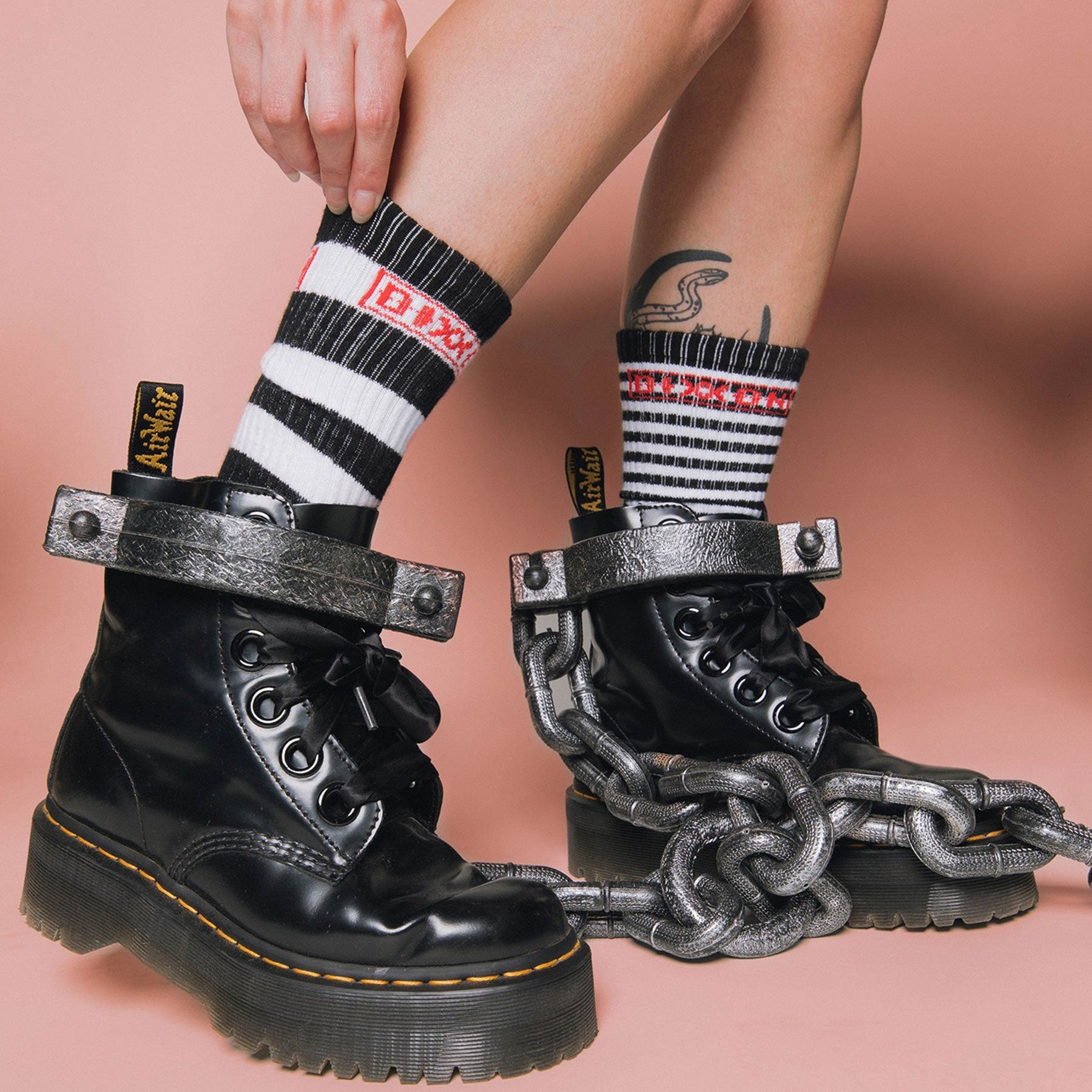 Striper Premium Crew Socks - Black & White | Dixxon Flannel Co.
