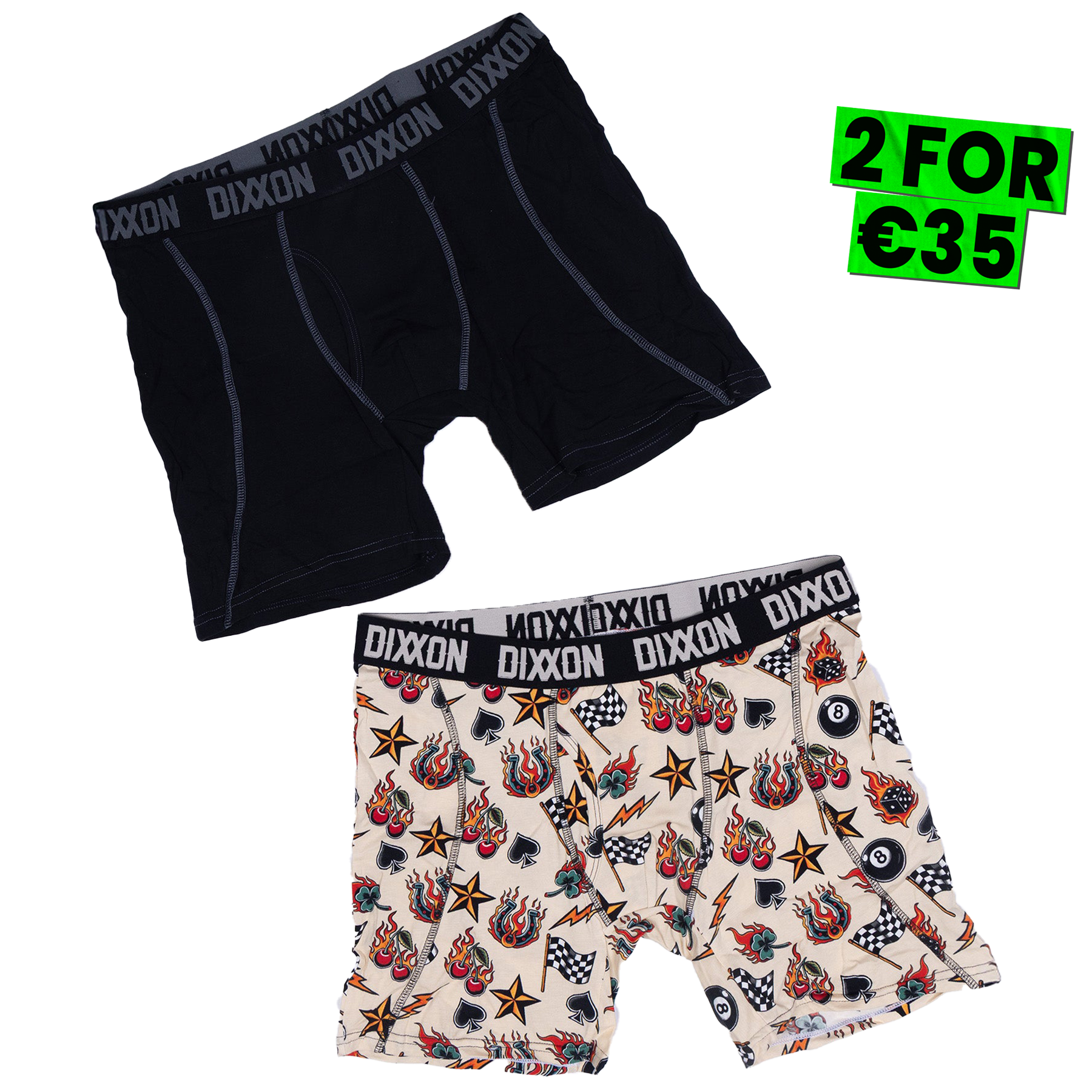 Dixxon 1996 2pk Boxers - Tan & Black