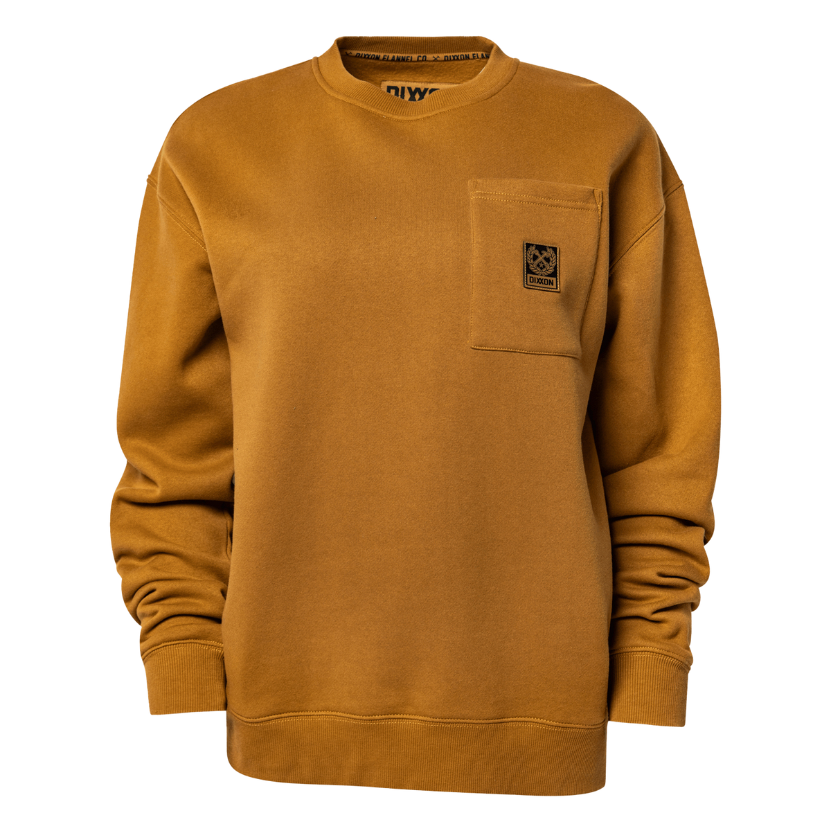 Women's Pocket Crewneck Sweatshirt - Camel - Dixxon Flannel Co.