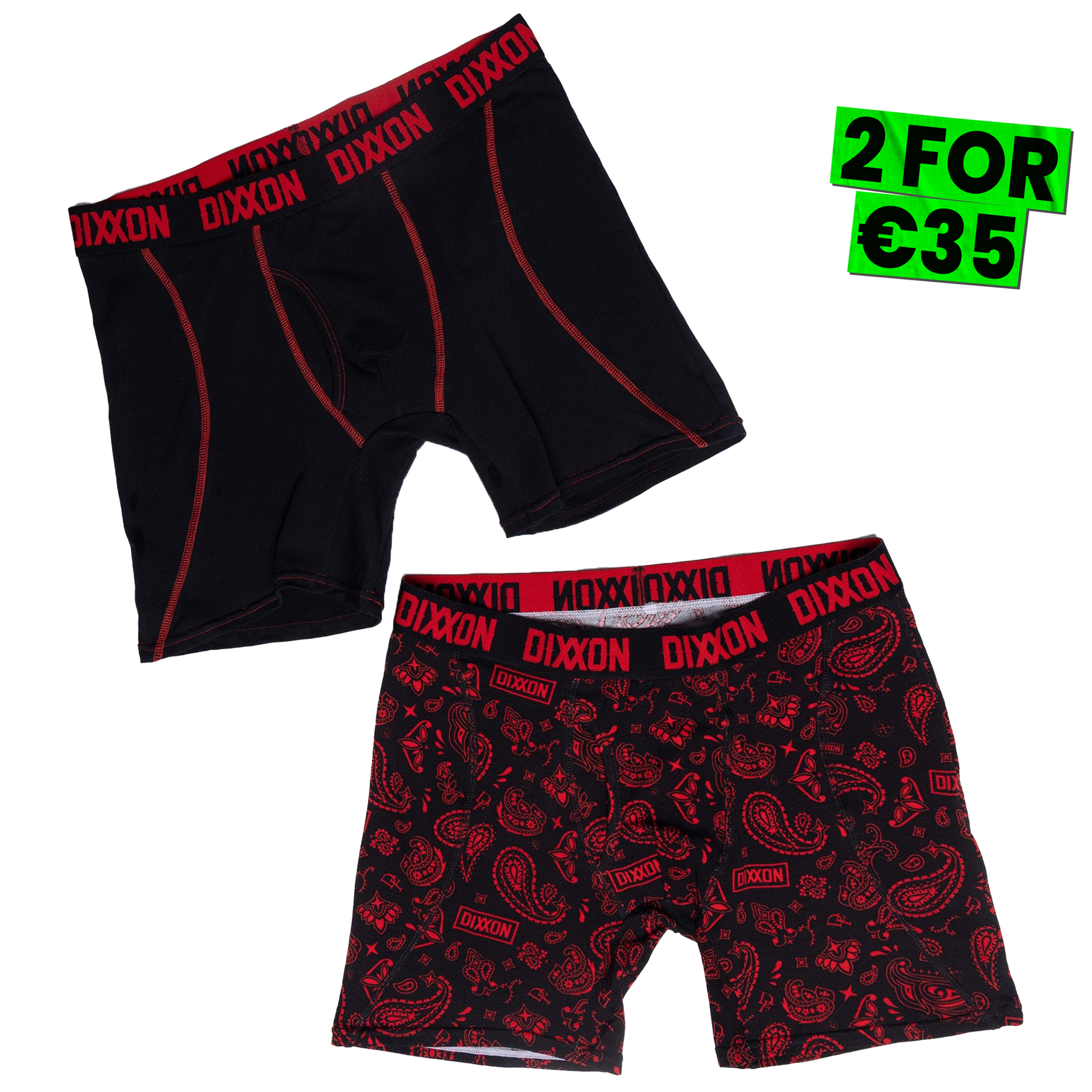 Dixxon Hankie 2pk Boxers - Red & Black