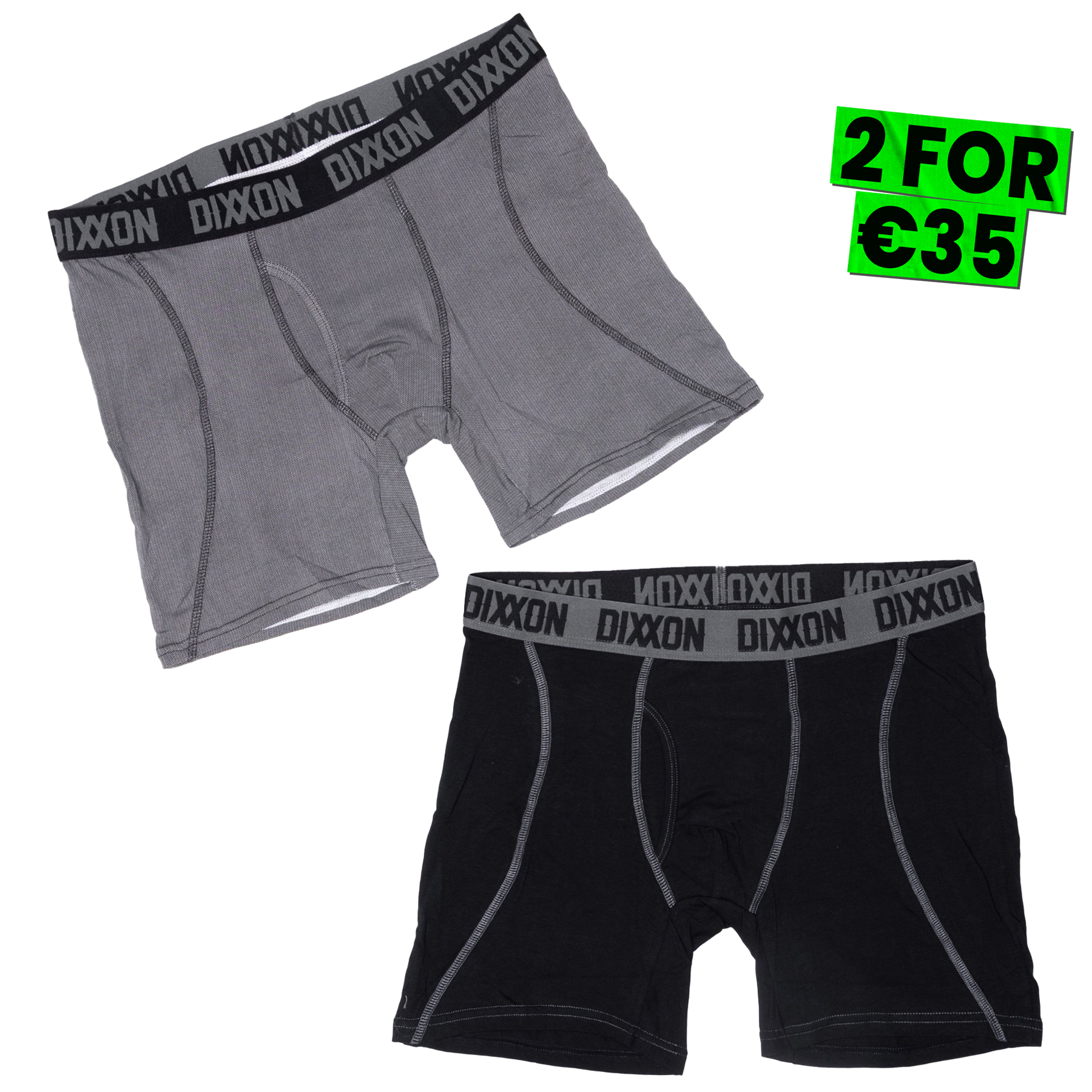Dixxon Herringbone 2pk Boxers - Black & Grey