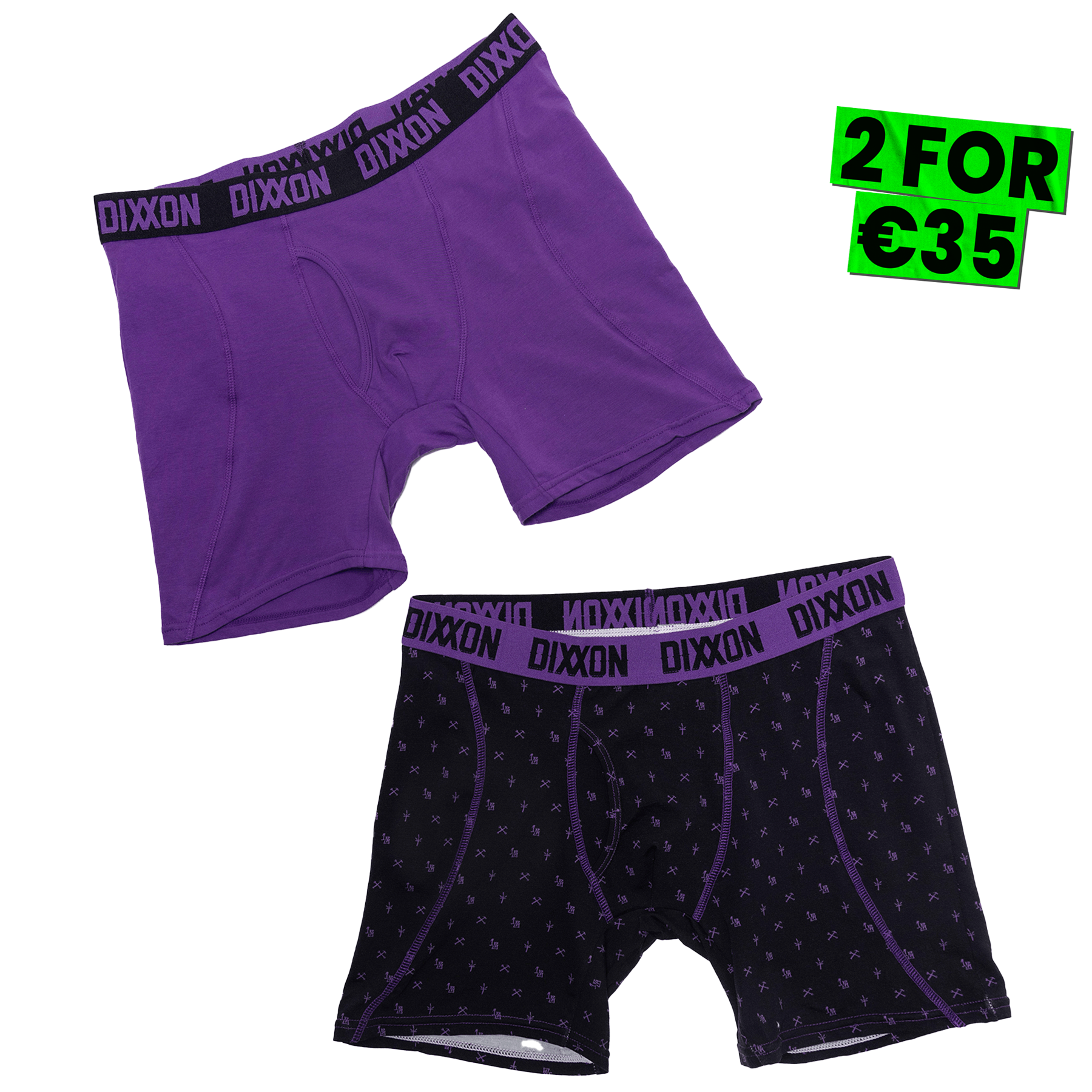 Dixxon Lowrider Cotton Stretch 2pk Boxer Briefs Purple & Black