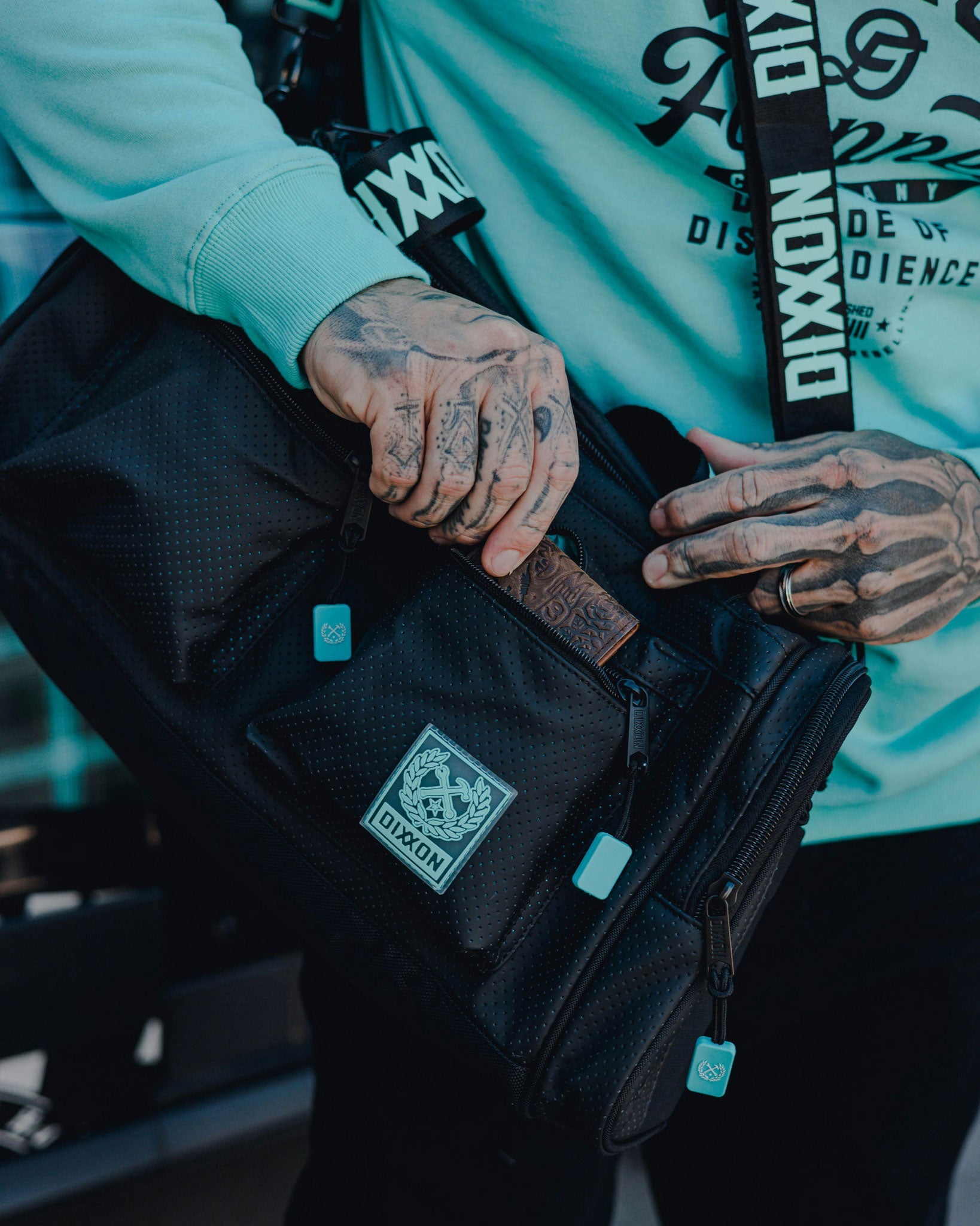 Leather Overload Duffle Bag - Black Perforated | Dixxon Flannel Co