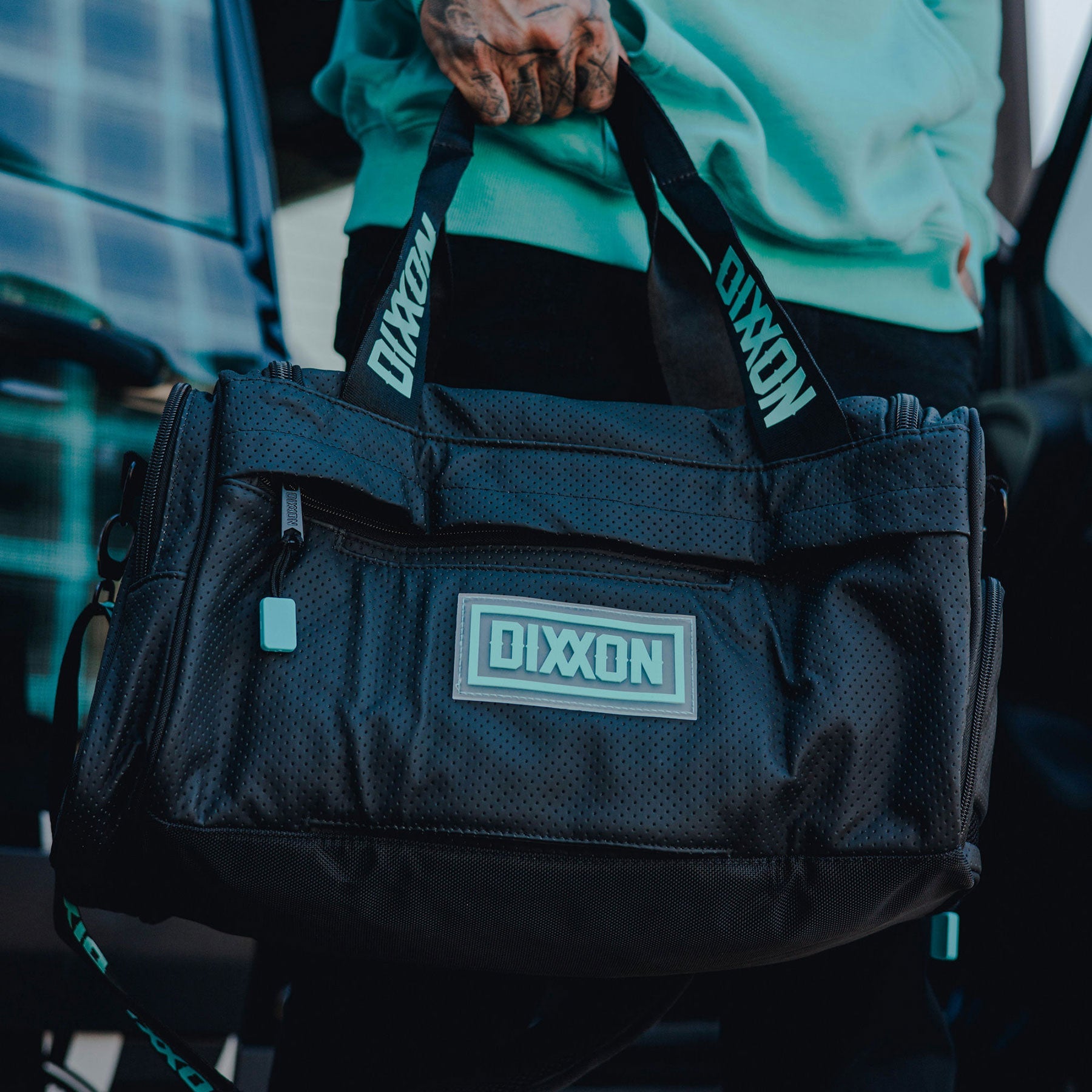 Leather Overload Duffle Bag - Black Perforated | Dixxon Flannel Co