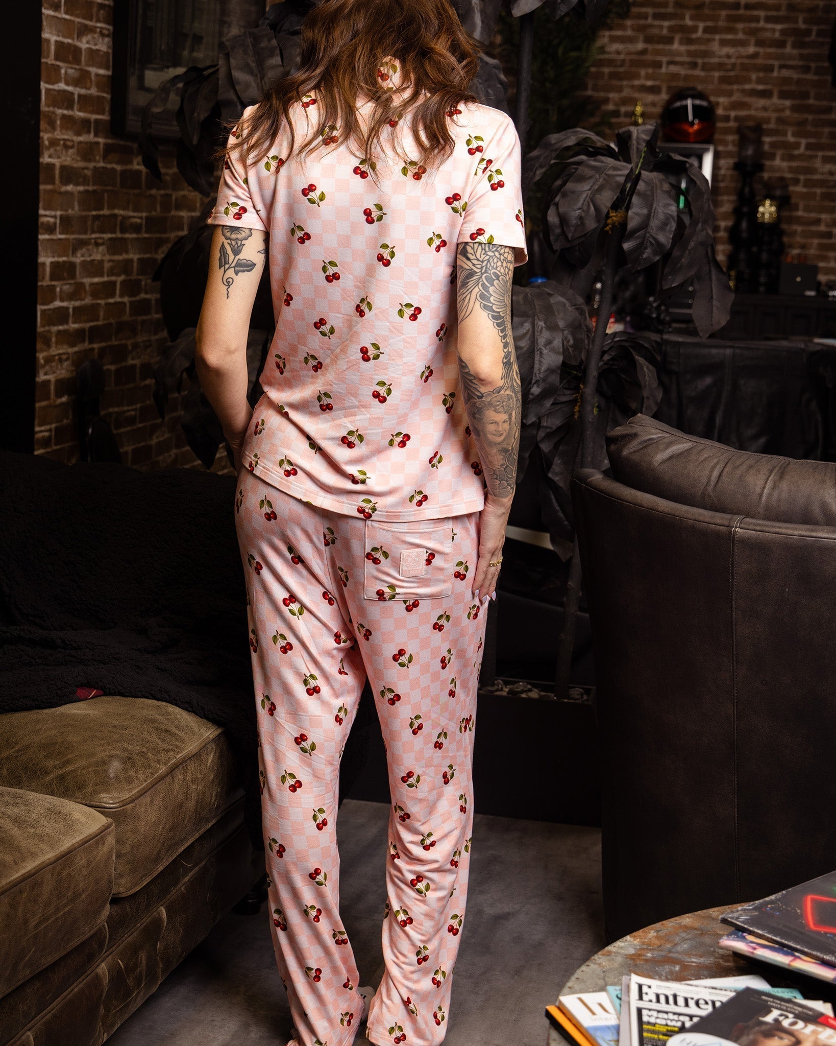 Women's Pink Checkered and Cherry Pyjama Pants - Dixxon Flannel Co.