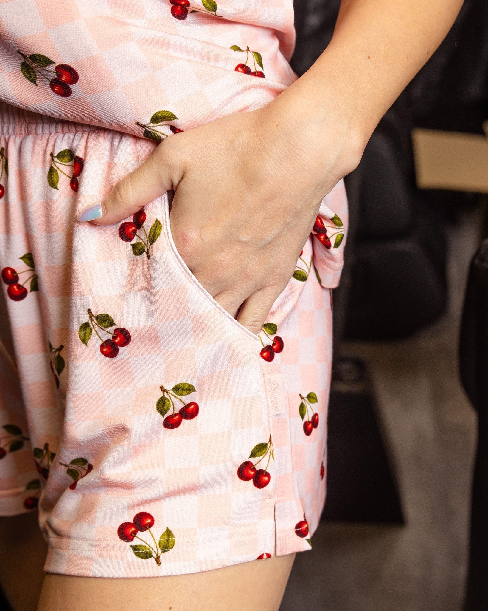Women's Pink Checkered and Cherry Pyjama Shorts - Dixxon Flannel Co.