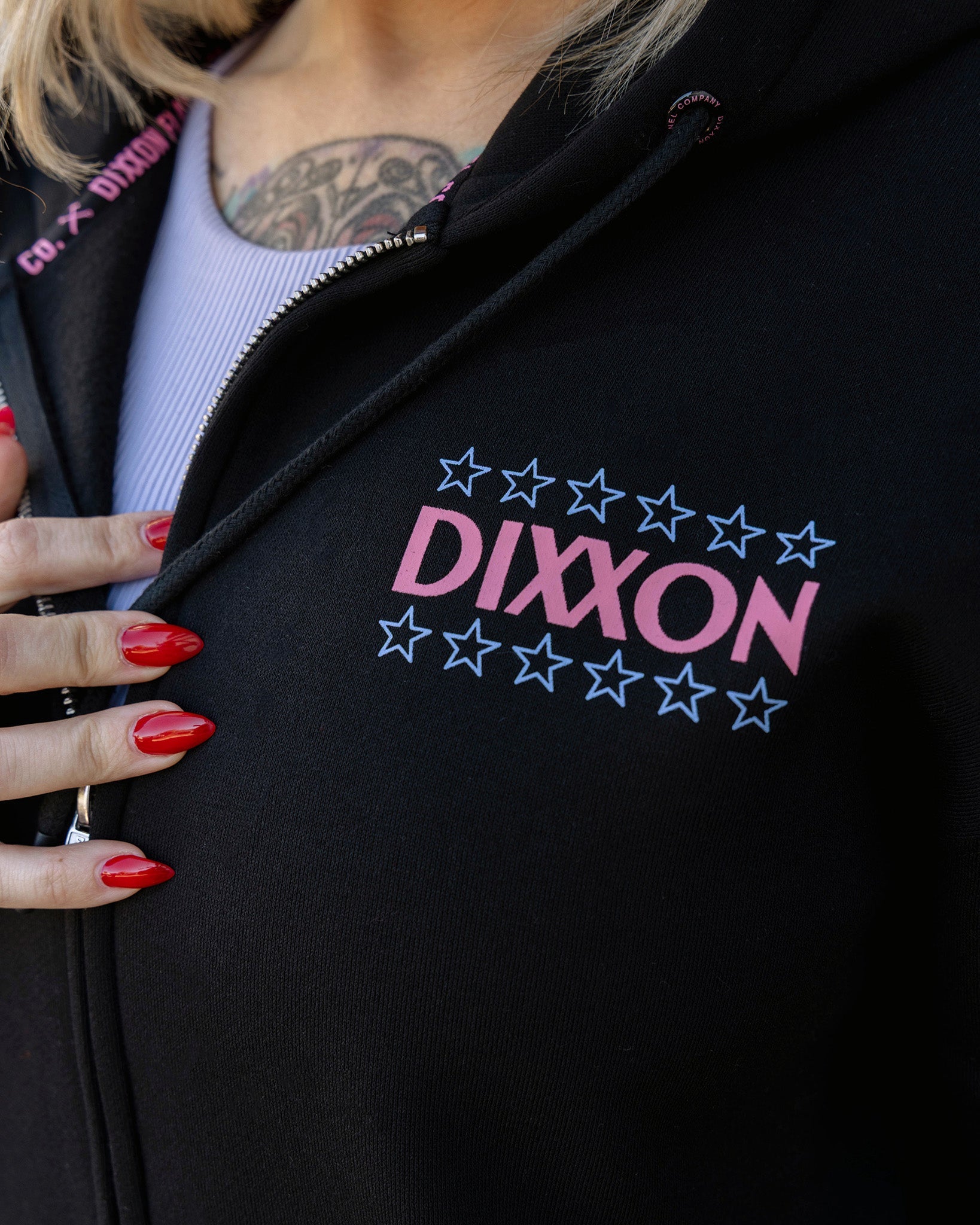 Women's Pink Plaid Palace Zip Up Hoodie - Black | Dixxon Flannel