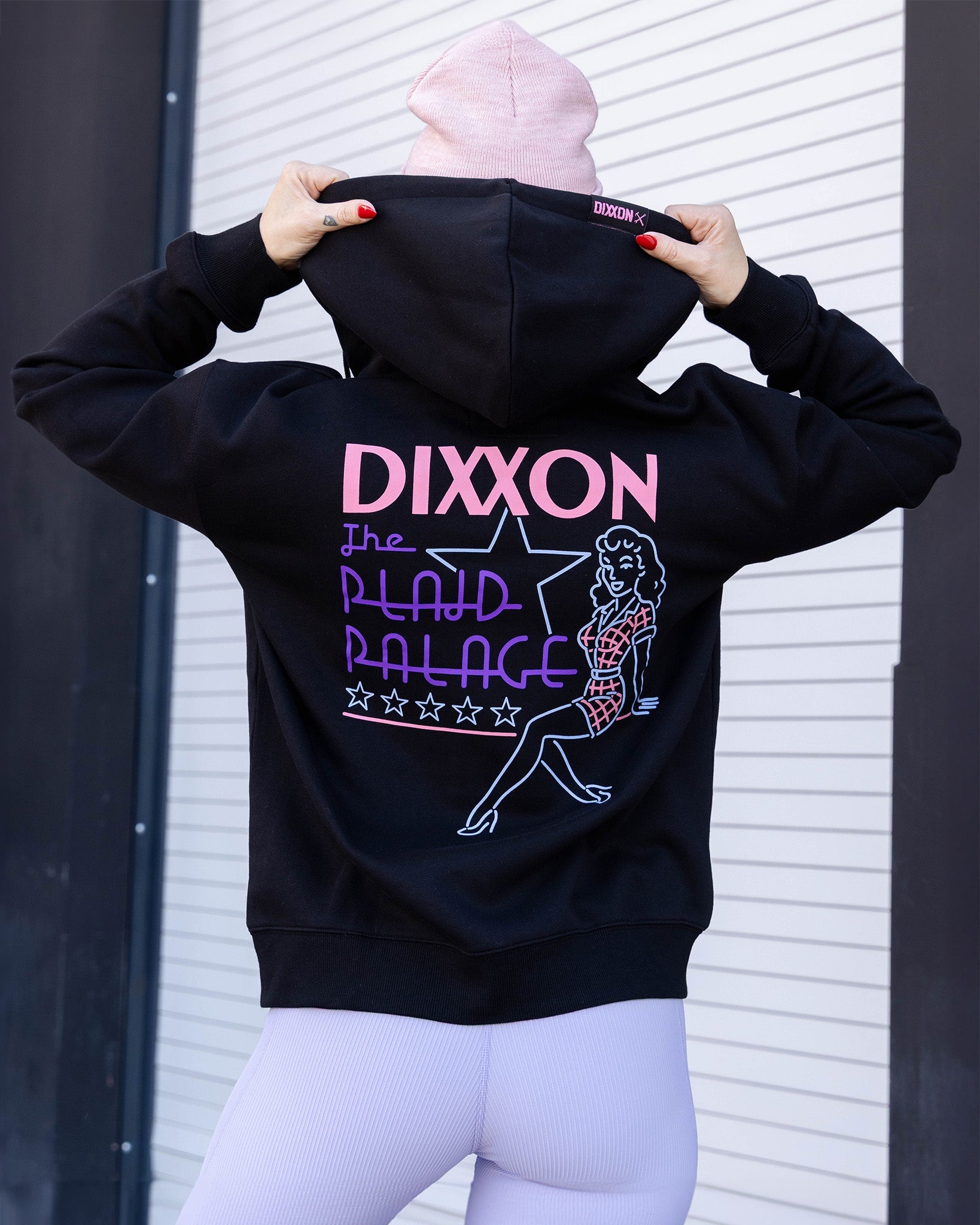 Women's Pink Plaid Palace Zip Up Hoodie - Black | Dixxon Flannel